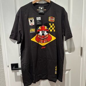 Disney Formula 1 Mickey Collab Black and Yellow Graphic Tee